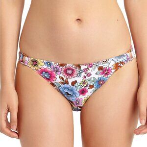 California Waves Womens Floral Print Bikini Bottoms Small